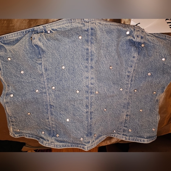 NWT Zara Limited Edition Jewel Stretch Jean Denim Corset Large L - Picture 4 of 7